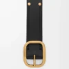 Rounded soft belt in classic calfskin Black/Gold Rounded soft belt in classic calfskin Black/Gold