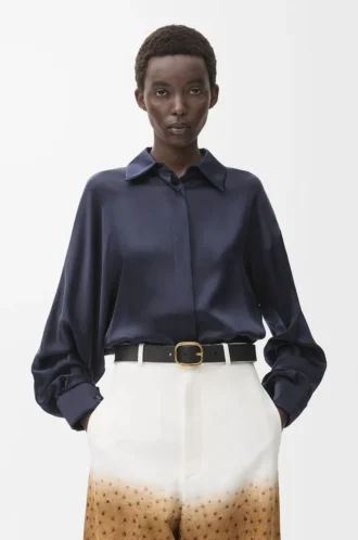Rounded soft belt in classic calfskin Black/Gold