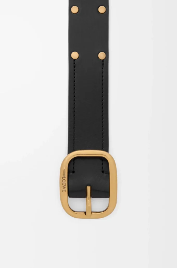 Rounded soft belt in classic calfskin Black/Gold Rounded soft belt in classic calfskin Black/Gold