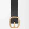 Rounded soft belt in classic calfskin Black/Gold Rounded soft belt in classic calfskin Black/Gold