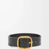 Rounded soft belt in classic calfskin Black/Vintage Brass Rounded soft belt in classic calfskin Black/Vintage Brass