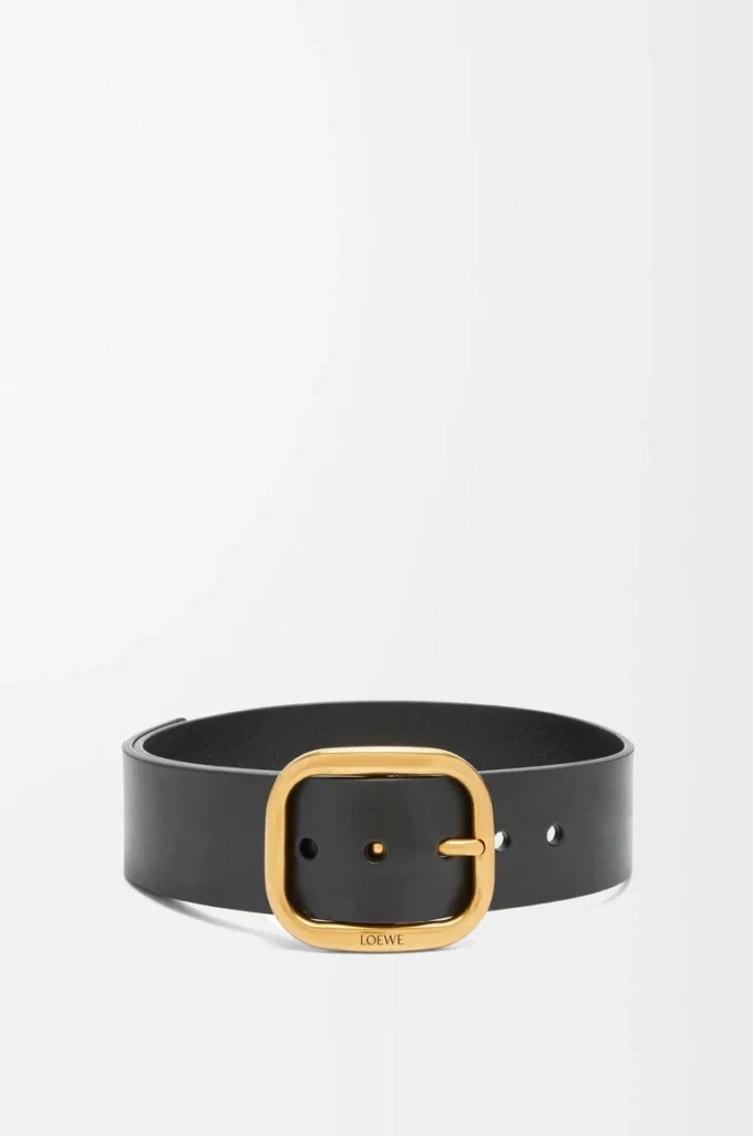 Rounded soft belt in classic calfskin Black/Vintage Brass Rounded soft belt in classic calfskin Black/Vintage Brass