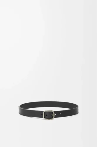 Rounded soft belt in classic calfskin Black/Vintage Palladium