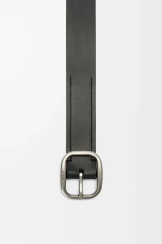 Rounded soft belt in classic calfskin Black/Vintage Palladium