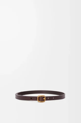 Rounded soft belt in classic calfskin Dark Brown