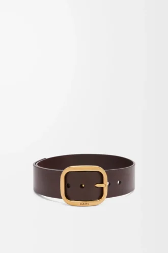 Rounded soft belt in classic calfskin Dark Brown