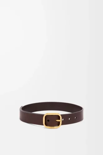 Rounded soft belt in classic calfskin Dark Brown