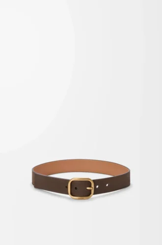 Rounded soft belt in nubuck Tundra/Vintage Gold