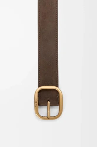 Rounded soft belt in nubuck Tundra/Vintage Gold