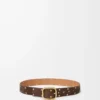 Rounded soft belt in suede calfskin Wood/Vintage Gold Rounded soft belt in suede calfskin Wood/Vintage Gold