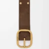 Rounded soft belt in suede calfskin Wood/Vintage Gold Rounded soft belt in suede calfskin Wood/Vintage Gold