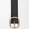 Rounded soft belt in supple grained calfskin Black/Gold Rounded soft belt in supple grained calfskin Black/Gold