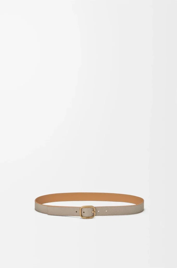 Rounded soft belt in supple grained calfskin Clay/Gold Rounded soft belt in supple grained calfskin Clay/Gold