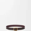 Rounded soft belt in supple grained calfskin Oxblood/Vintage Gold Rounded soft belt in supple grained calfskin Oxblood/Vintage Gold