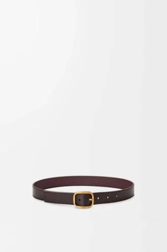 Rounded soft belt in supple grained calfskin Oxblood/Vintage Gold