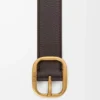 Rounded soft belt in supple grained calfskin Oxblood/Vintage Gold Rounded soft belt in supple grained calfskin Oxblood/Vintage Gold