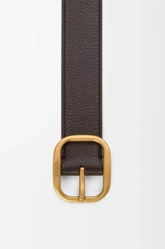 Rounded soft belt in supple grained calfskin Oxblood/Vintage Gold