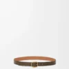 Rounded soft belt in supple grained calfskin Tundra/Gold Rounded soft belt in supple grained calfskin Tundra/Gold