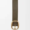 Rounded soft belt in supple grained calfskin Tundra/Gold Rounded soft belt in supple grained calfskin Tundra/Gold