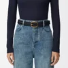 Rounded soft woven belt in calfskin Black/Gold Rounded soft woven belt in calfskin Black/Gold
