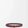 Rounded soft woven belt in calfskin Burgundy/Gold Rounded soft woven belt in calfskin Burgundy/Gold
