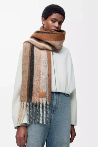 Scarf in alpaca and wool blend Beige/Multicolor