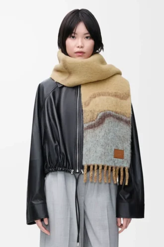 Scarf in alpaca and wool blend Camel/Multicolor