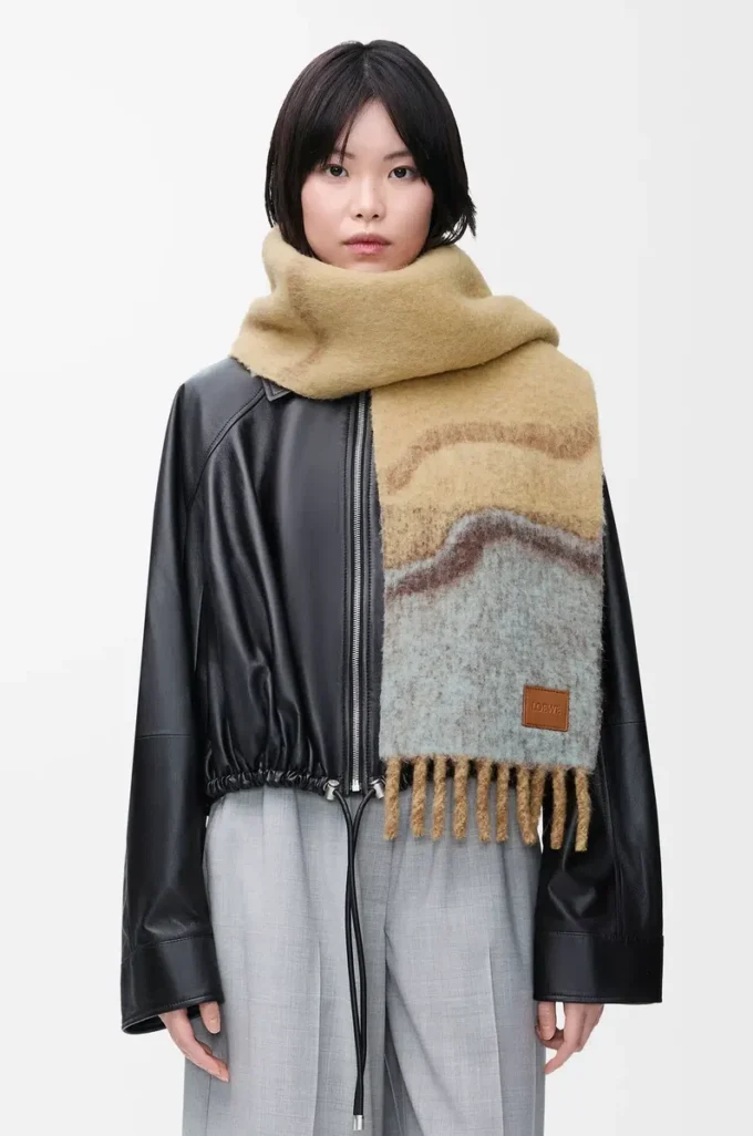 Scarf in alpaca and wool blend Camel/Multicolor Scarf in alpaca and wool blend Camel/Multicolor