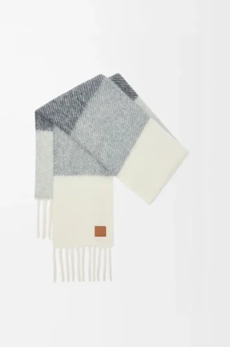 Scarf in alpaca and wool blend Grey/White