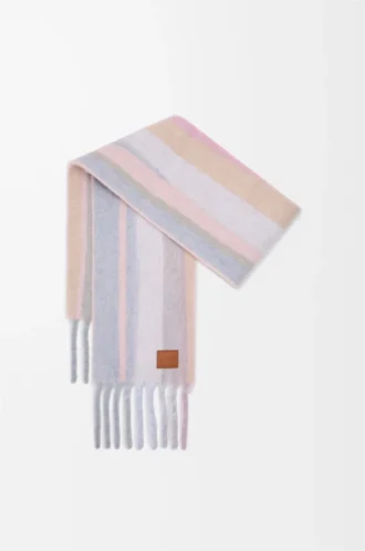 Scarf in alpaca and wool blend Light Blue/Pink/Sandstone