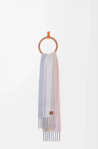 Scarf in alpaca and wool blend Light Blue/Pink/Sandstone