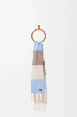 Scarf in alpaca and wool blend Light Blue/Sandstone/Brown