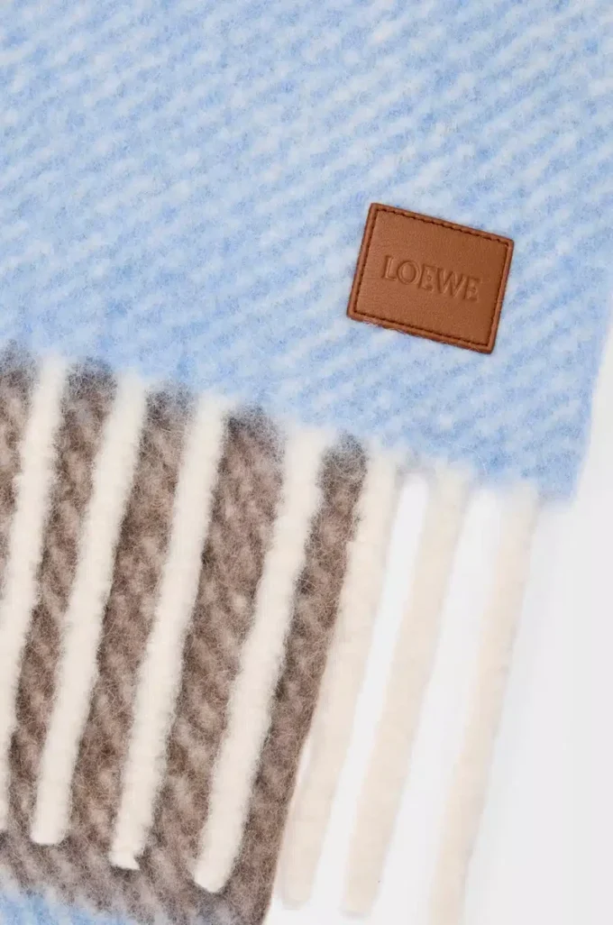 Scarf in alpaca and wool blend Light Blue/Sandstone/Brown Scarf in alpaca and wool blend Light Blue/Sandstone/Brown