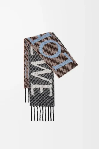 Scarf in alpaca and wool blend Light Blue/White