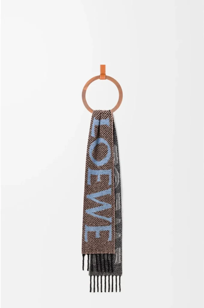 Scarf in alpaca and wool blend Light Blue/White Scarf in alpaca and wool blend Light Blue/White