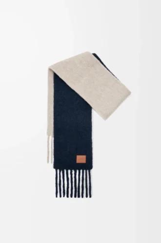 Scarf in alpaca and wool blend Navy Blue/Sandstone