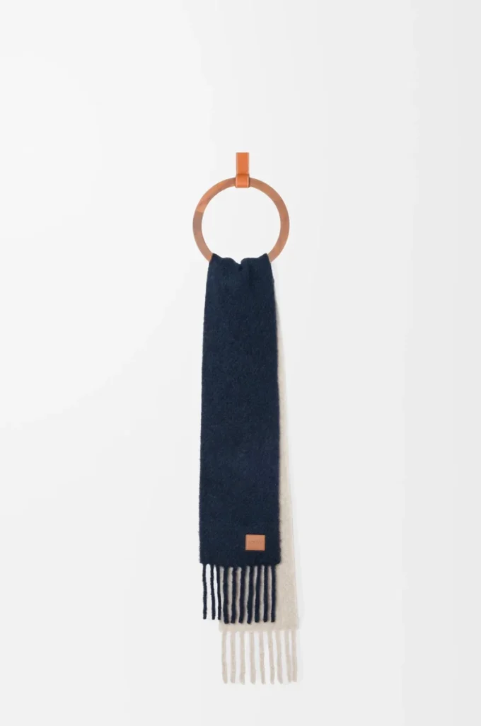 Scarf in alpaca and wool blend Navy Blue/Sandstone Scarf in alpaca and wool blend Navy Blue/Sandstone