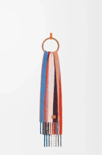 Scarf in alpaca and wool blend Orange/Blue