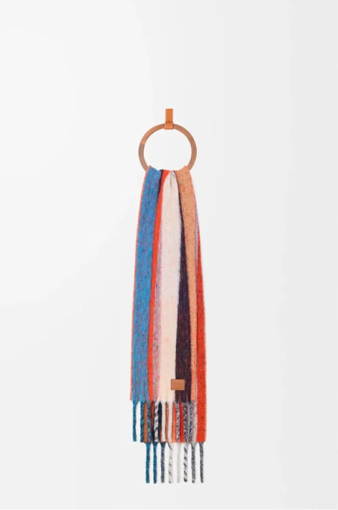 Scarf in alpaca and wool blend Orange/Blue Scarf in alpaca and wool blend Orange/Blue