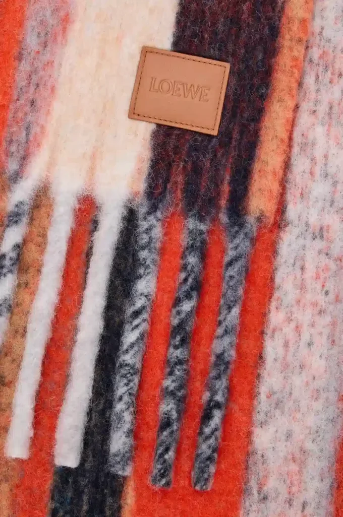 Scarf in alpaca and wool blend Orange/Blue Scarf in alpaca and wool blend Orange/Blue