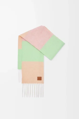Scarf in alpaca and wool blend Peach/Matcha/Pink