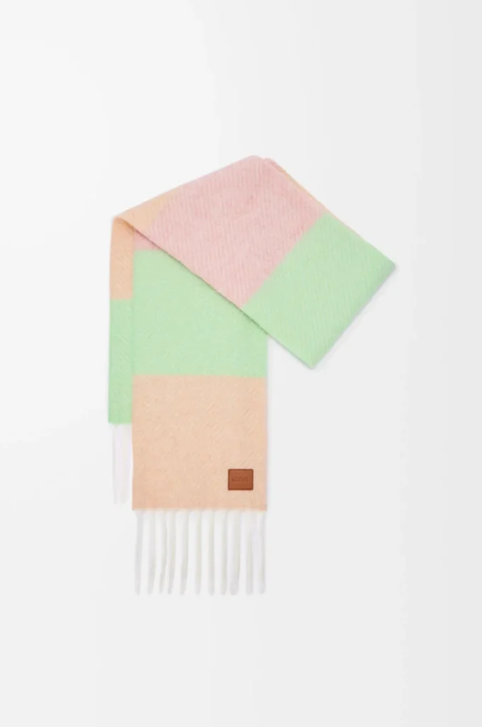 Scarf in alpaca and wool blend Peach/Matcha/Pink Scarf in alpaca and wool blend Peach/Matcha/Pink