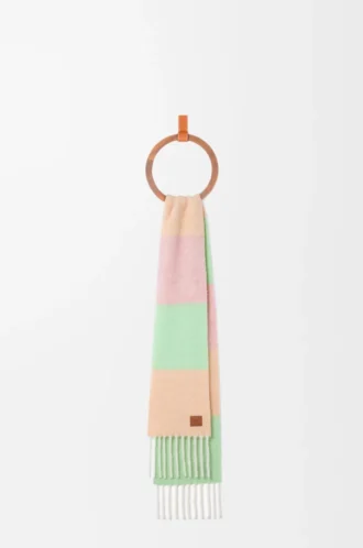 Scarf in alpaca and wool blend Peach/Matcha/Pink