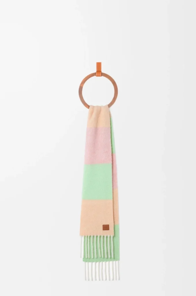 Scarf in alpaca and wool blend Peach/Matcha/Pink Scarf in alpaca and wool blend Peach/Matcha/Pink