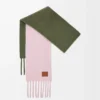 Scarf in alpaca and wool blend Soft Pink/Khaki Green Scarf in alpaca and wool blend Soft Pink/Khaki Green