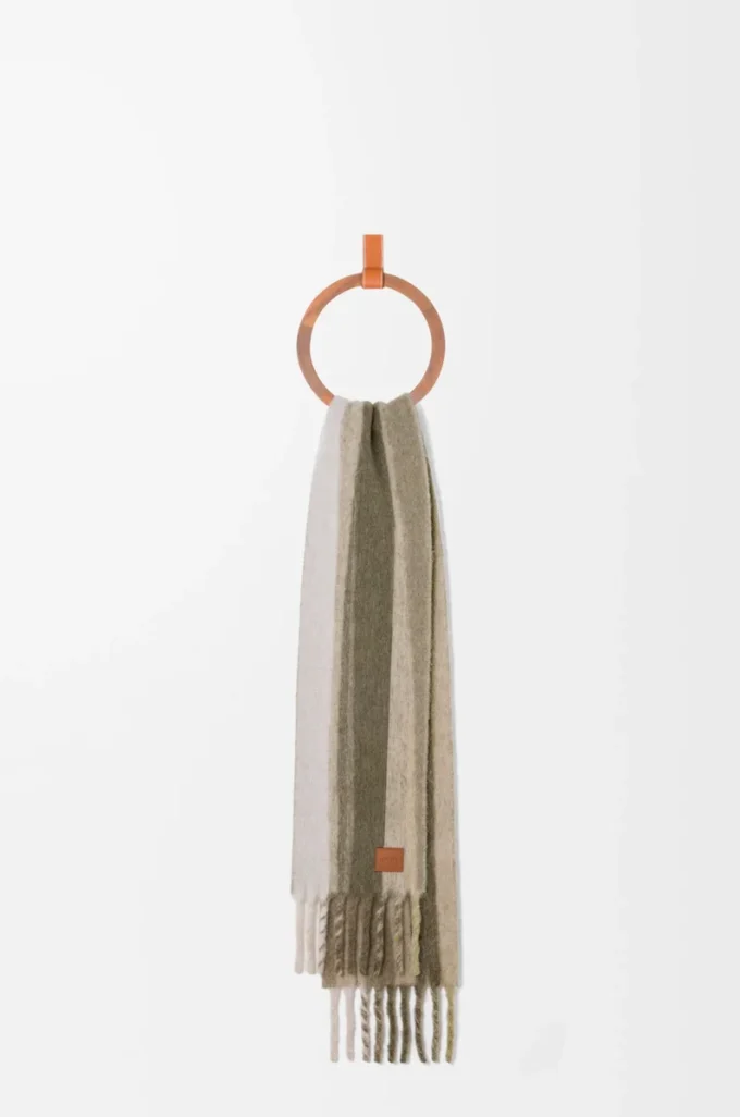 Scarf in alpaca and wool blend Soft White/Khaki Multitone Scarf in alpaca and wool blend Soft White/Khaki Multitone