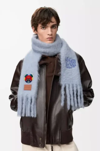 Scarf in mohair and wool blend Baby Blue