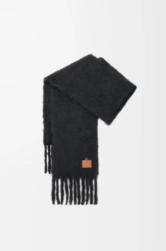 Scarf in mohair and wool blend Black