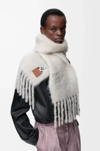 Scarf in mohair and wool blend White