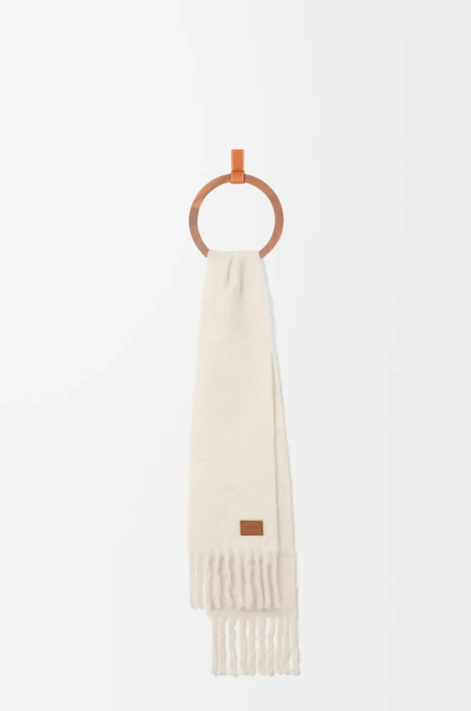 Scarf in mohair and wool blend White Scarf in mohair and wool blend White